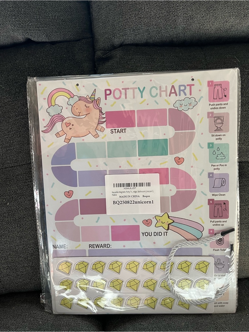 Unicorn Potty Training Reward Chart - Pastel Pink, Purple, Mint